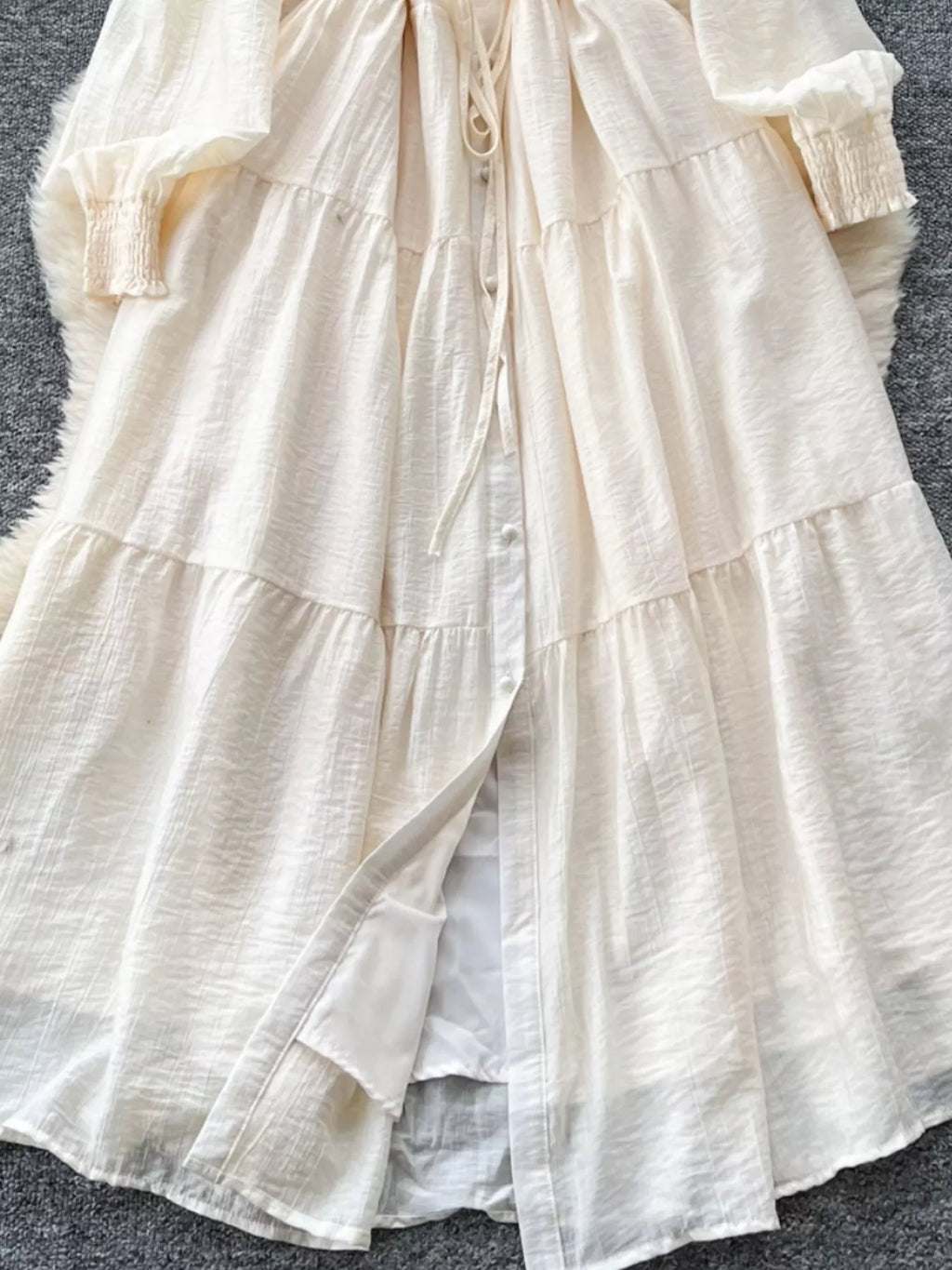 Button Down Tiered Long Sleeve Dress