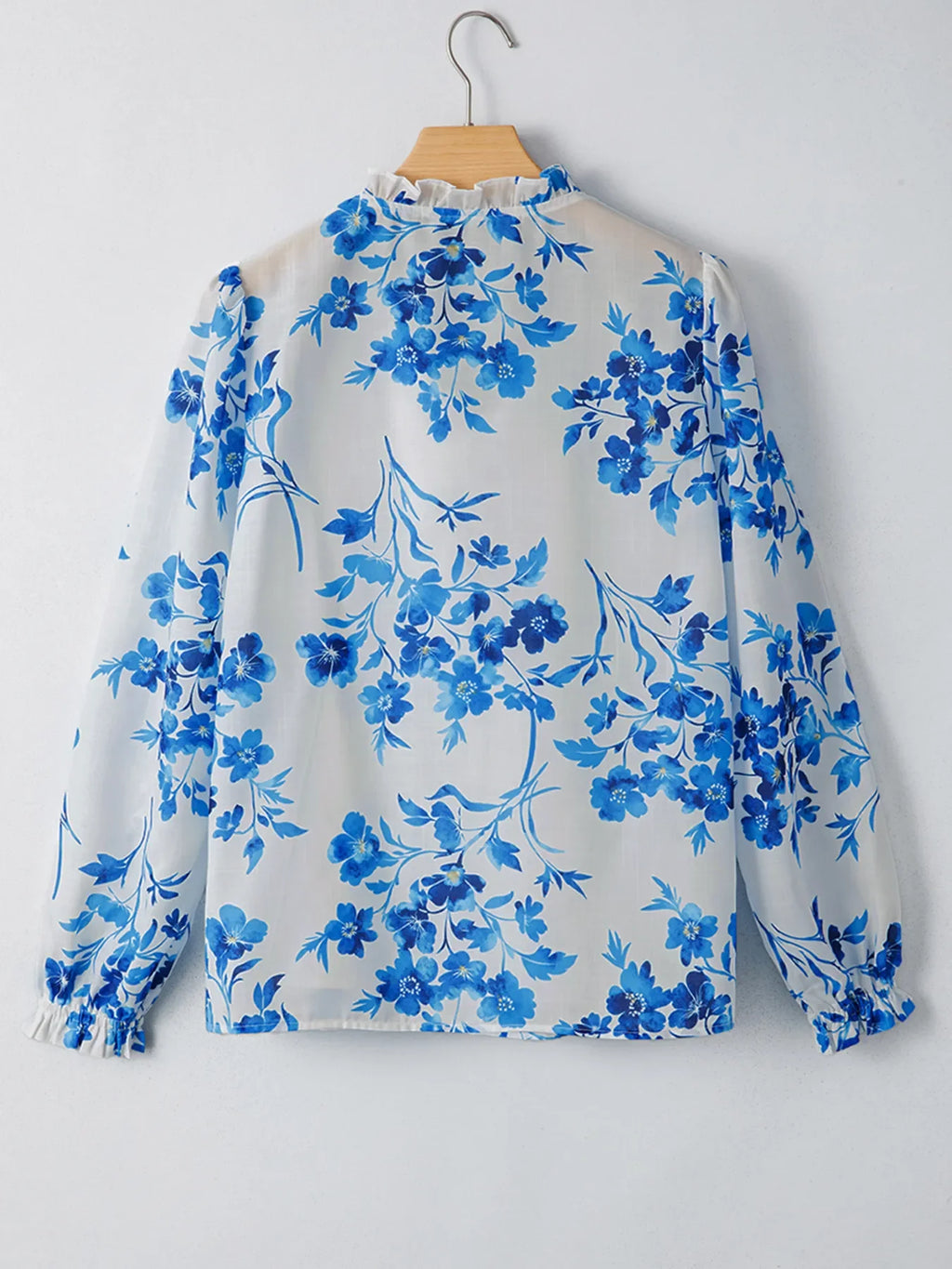 Floral Long Sleeve Tie Neck Blouse