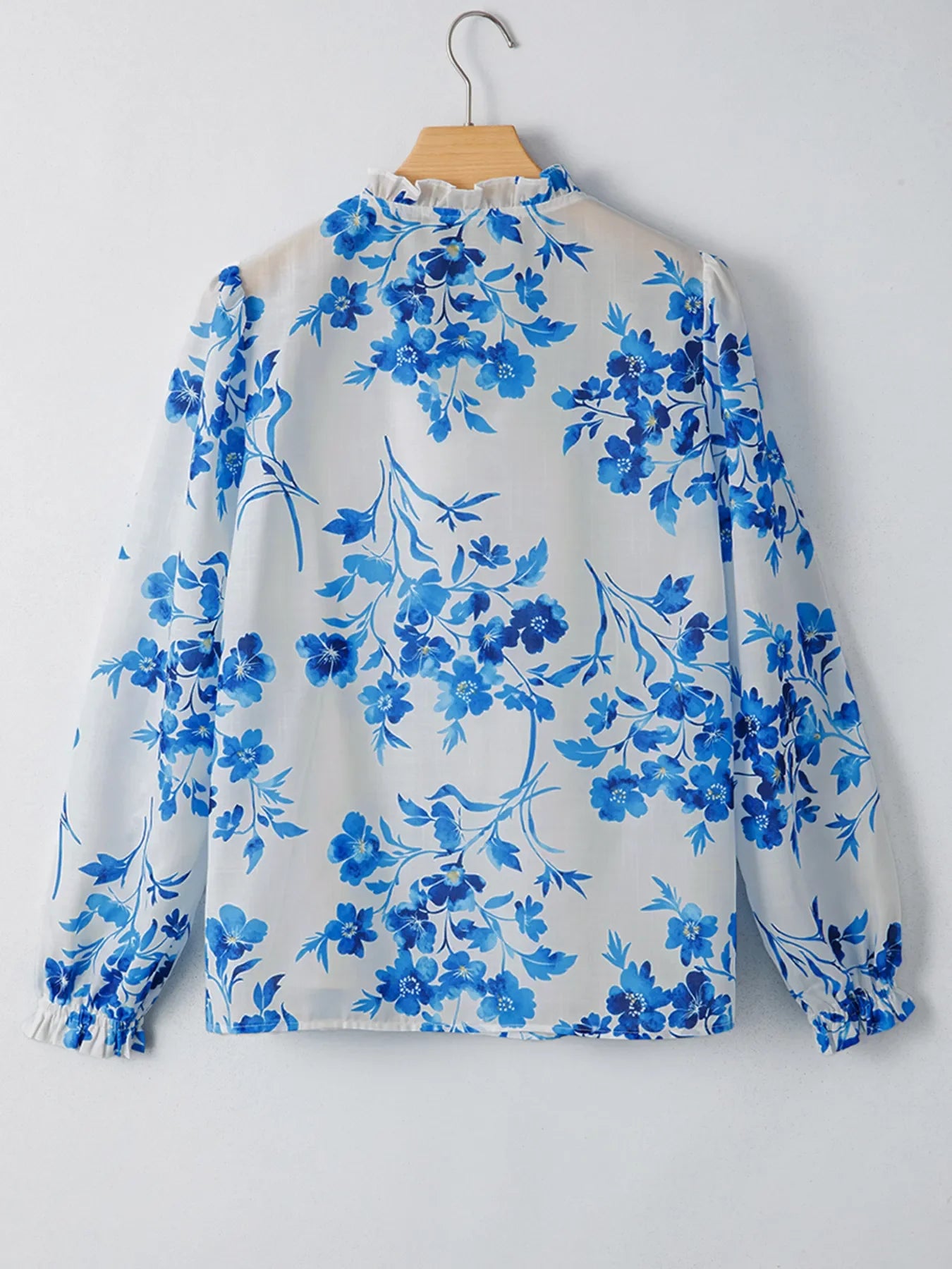 Floral Long Sleeve Tie Neck Blouse