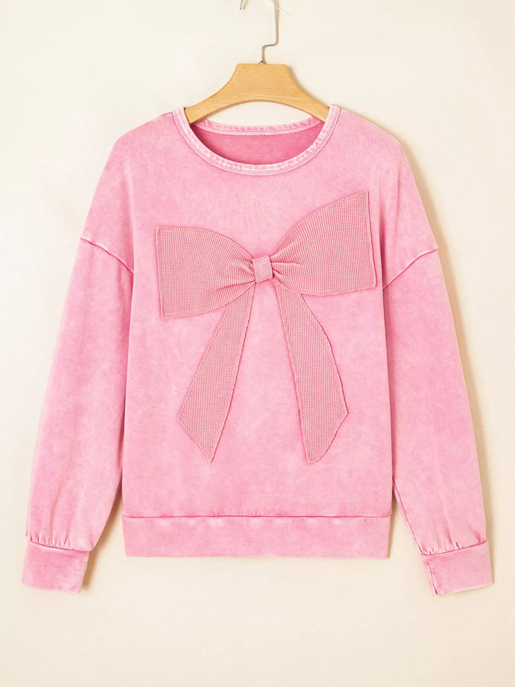 Mineral Wash Bow Patchwork Sweatshirt
