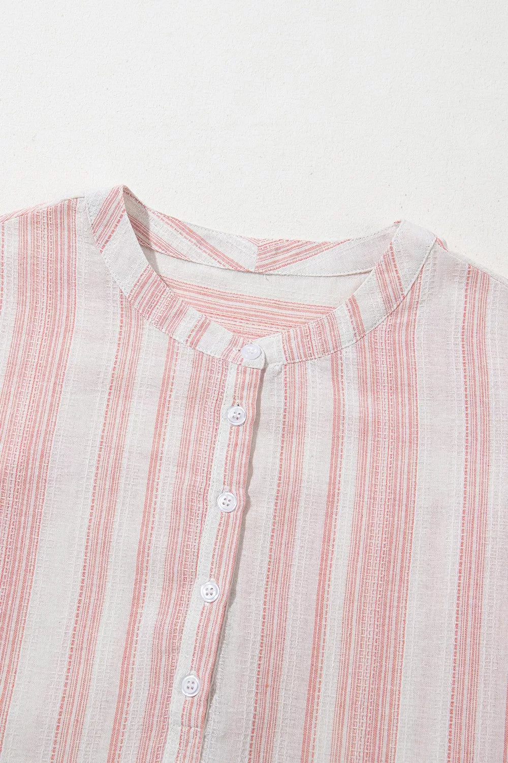 Striped Button Detail Short Sleeve Blouse