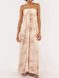 Tropical Print Halter Neck Maxi Dress