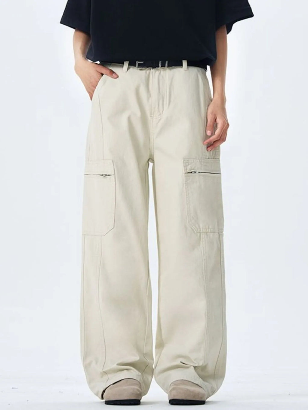 Men's Wide Leg Cargo Pants with Multi Pockets
