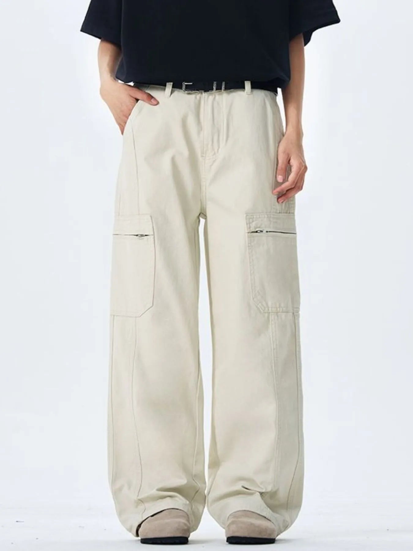 Men's Wide Leg Cargo Pants with Multi Pockets