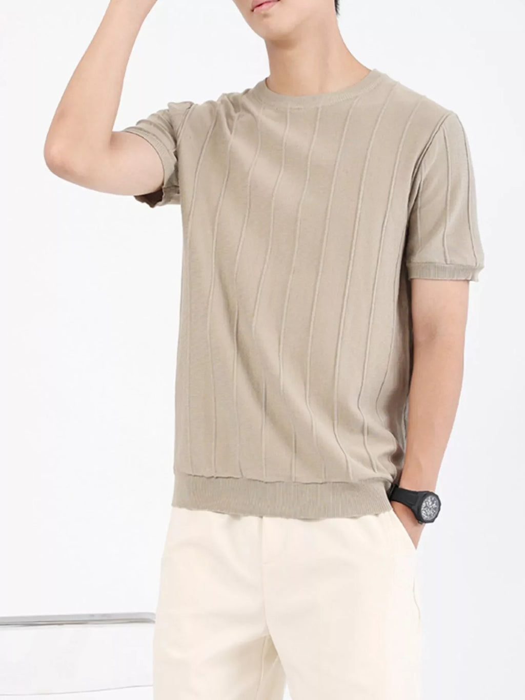 Men's Plus Size Textured Short Sleeve T-Shirt