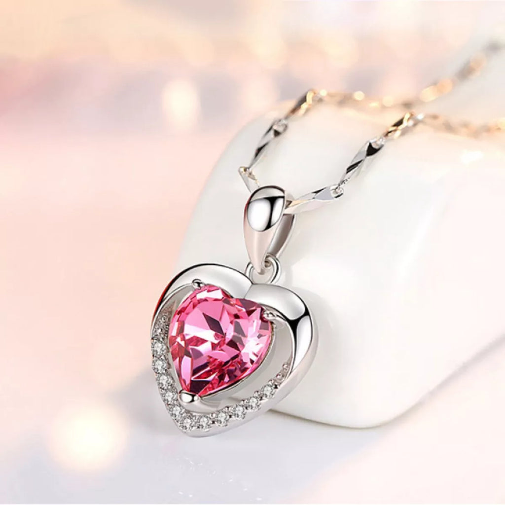 925 Sterling Silver Zircon Heart Necklace