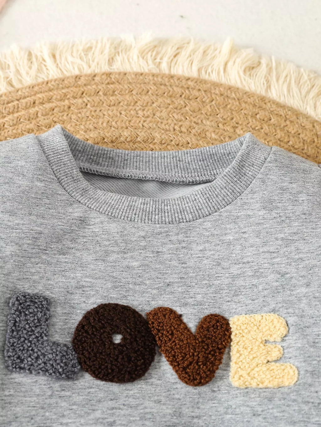 Children's Letter Round Neck Top and Pants Set
