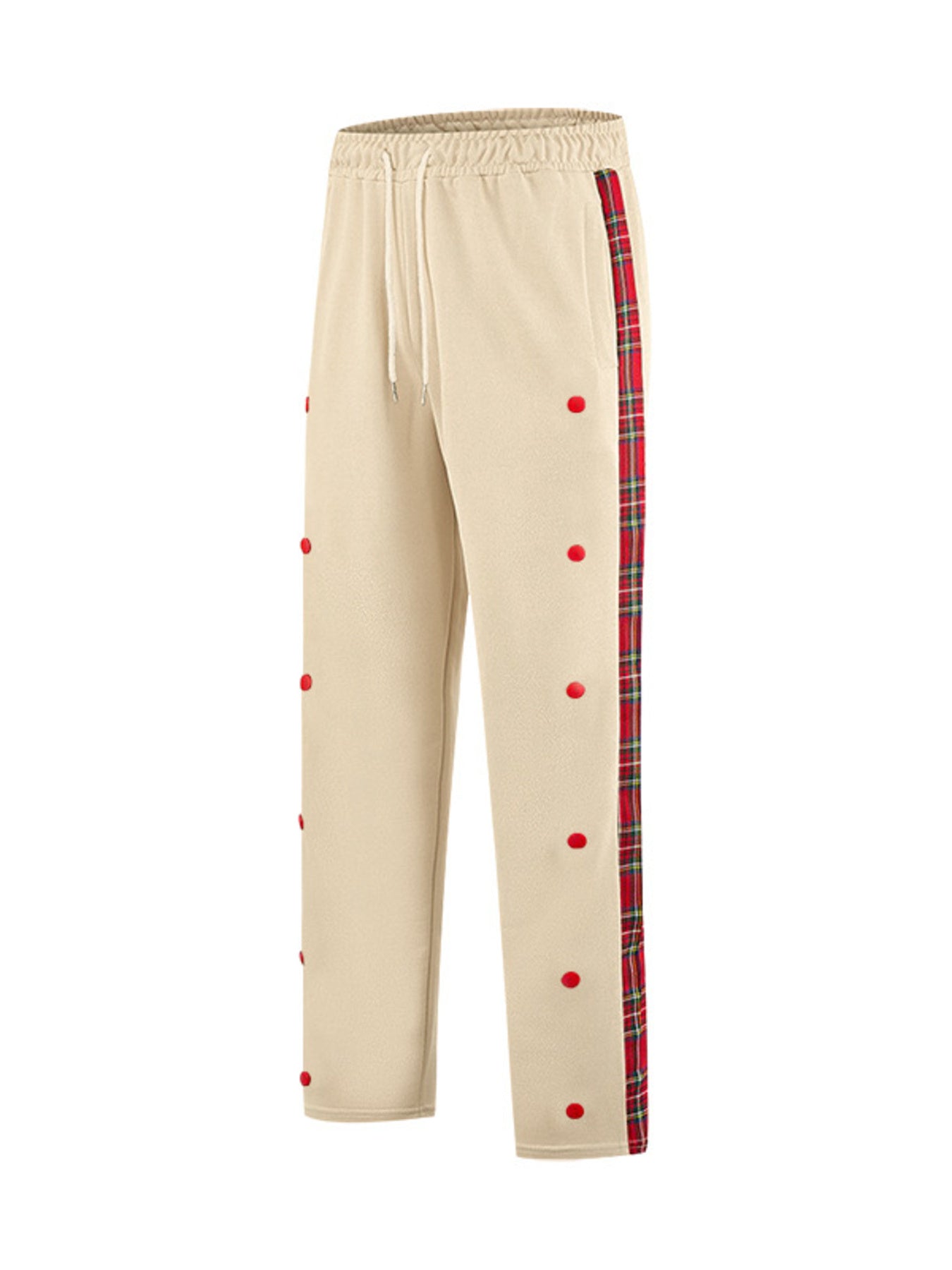 Men's Full Size Plaid Trim Snap-Button Track Pants Plus Size