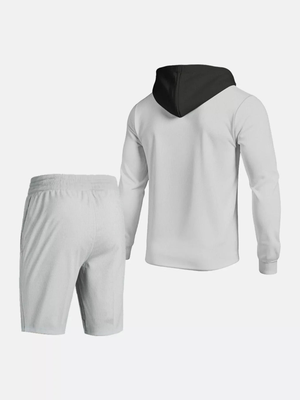 Men's Full Size Casual Hooded Button-Up Top and Shorts Set Plus Size