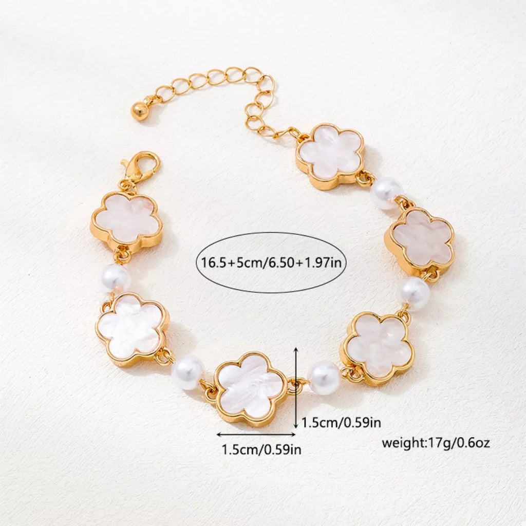 18k Gold-Plated Alloy Flower Bracelet