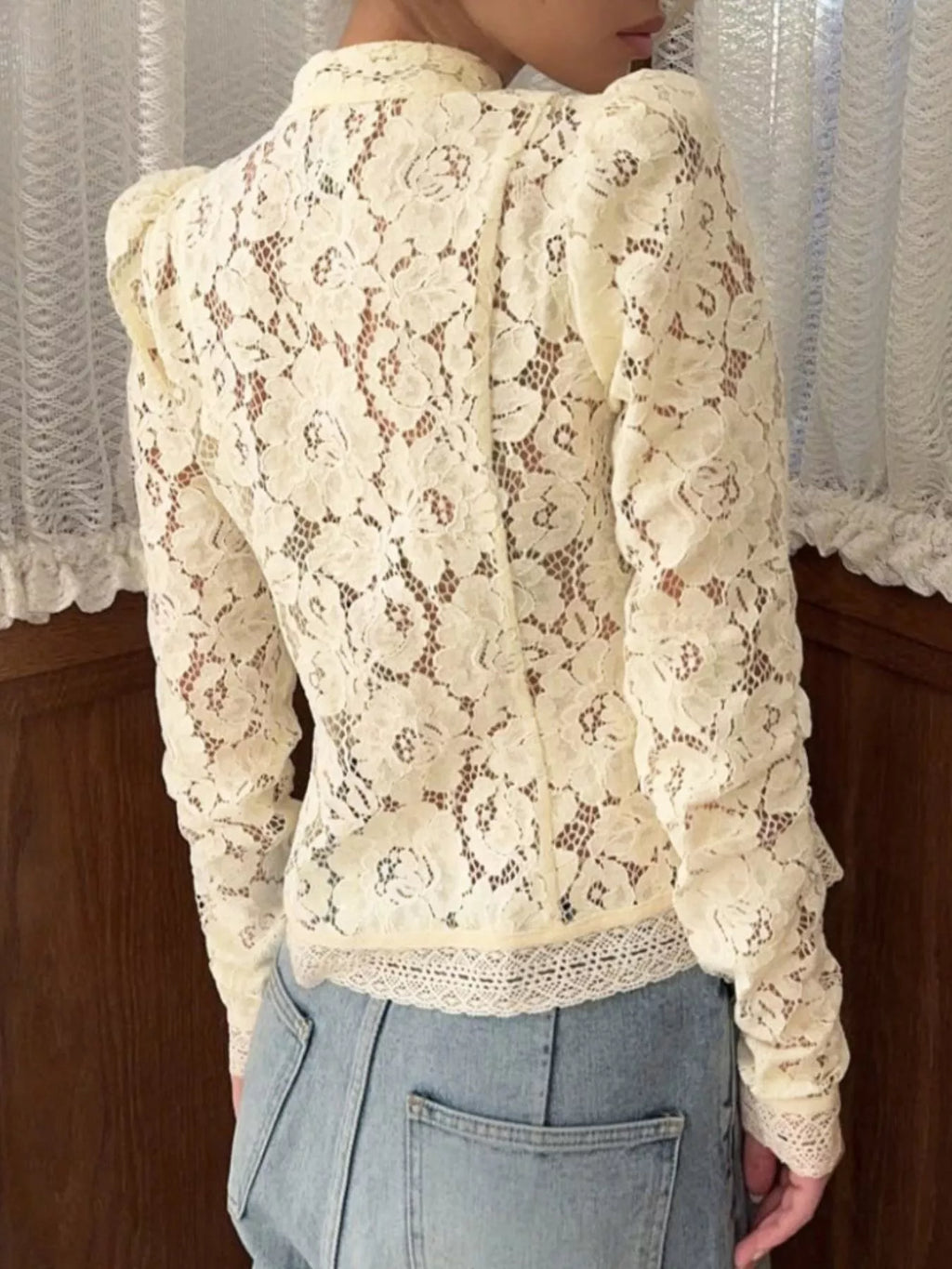 Lace Button-Up Shirt