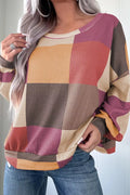 Color Block Round Neck Long Sleeve Top