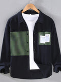 Men's Plus Size Striped Button Up Long Sleeve Shirt