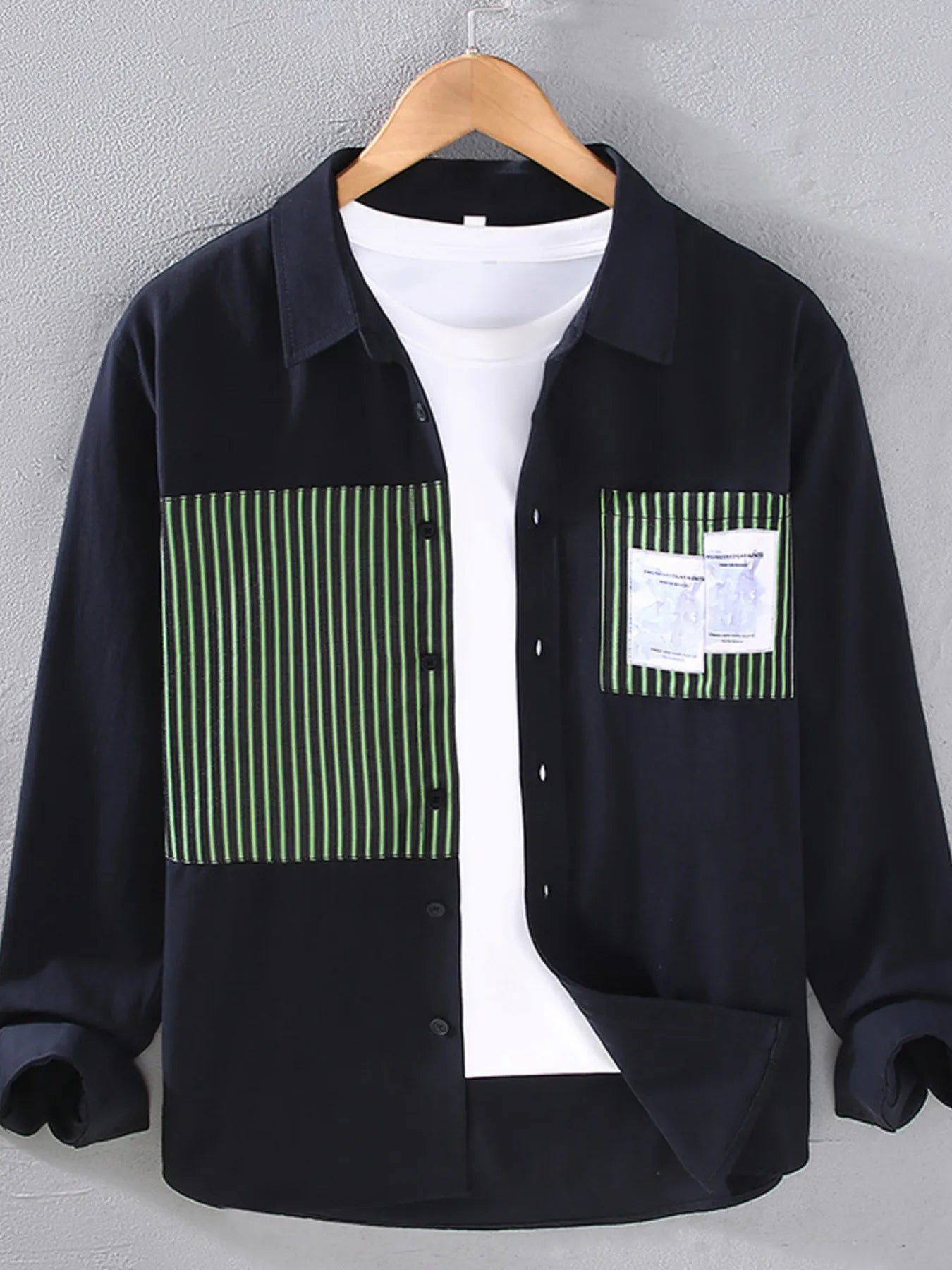 Men's Plus Size Striped Button Up Long Sleeve Shirt