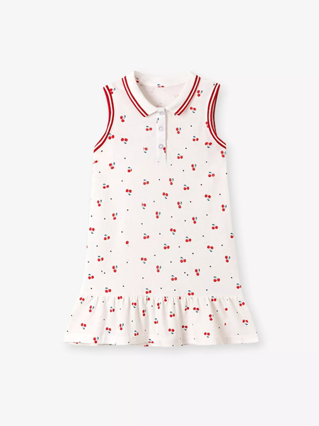 Children's Cherry Print Sleeveless Polo Dress