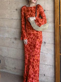 Floral Print Fare Sleeve Maxi Dress