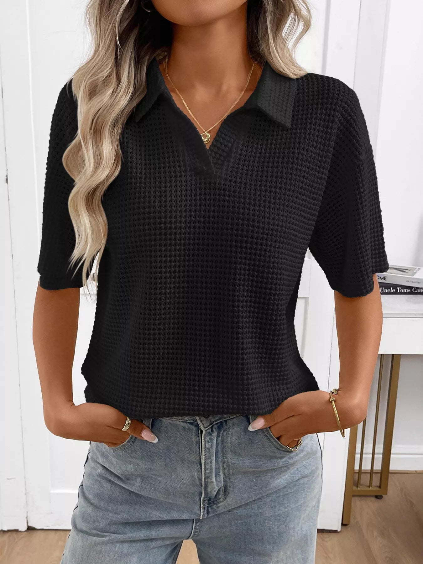Striped Knit Short Sleeve Top