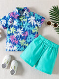 Children's Tropical Print Shirt and Shorts Set