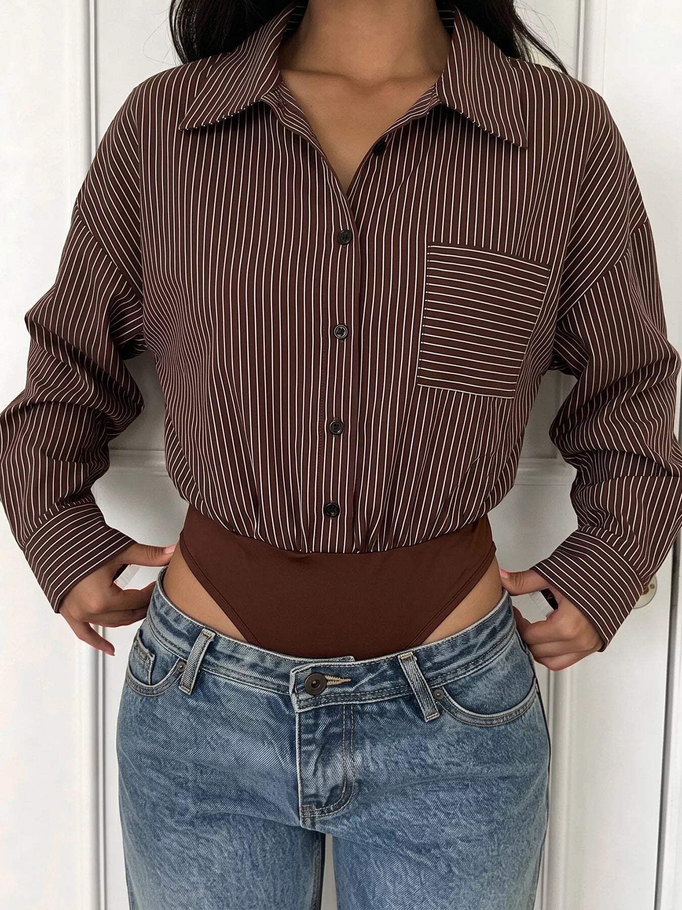 Striped Button-Up Bodysuit