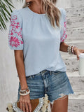 Embroidered Puff Sleeve Blouse