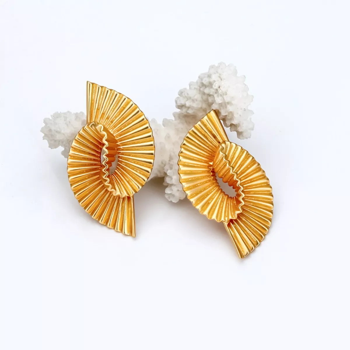 18K Gold-Plated Copper Geometric Spiral Earrings