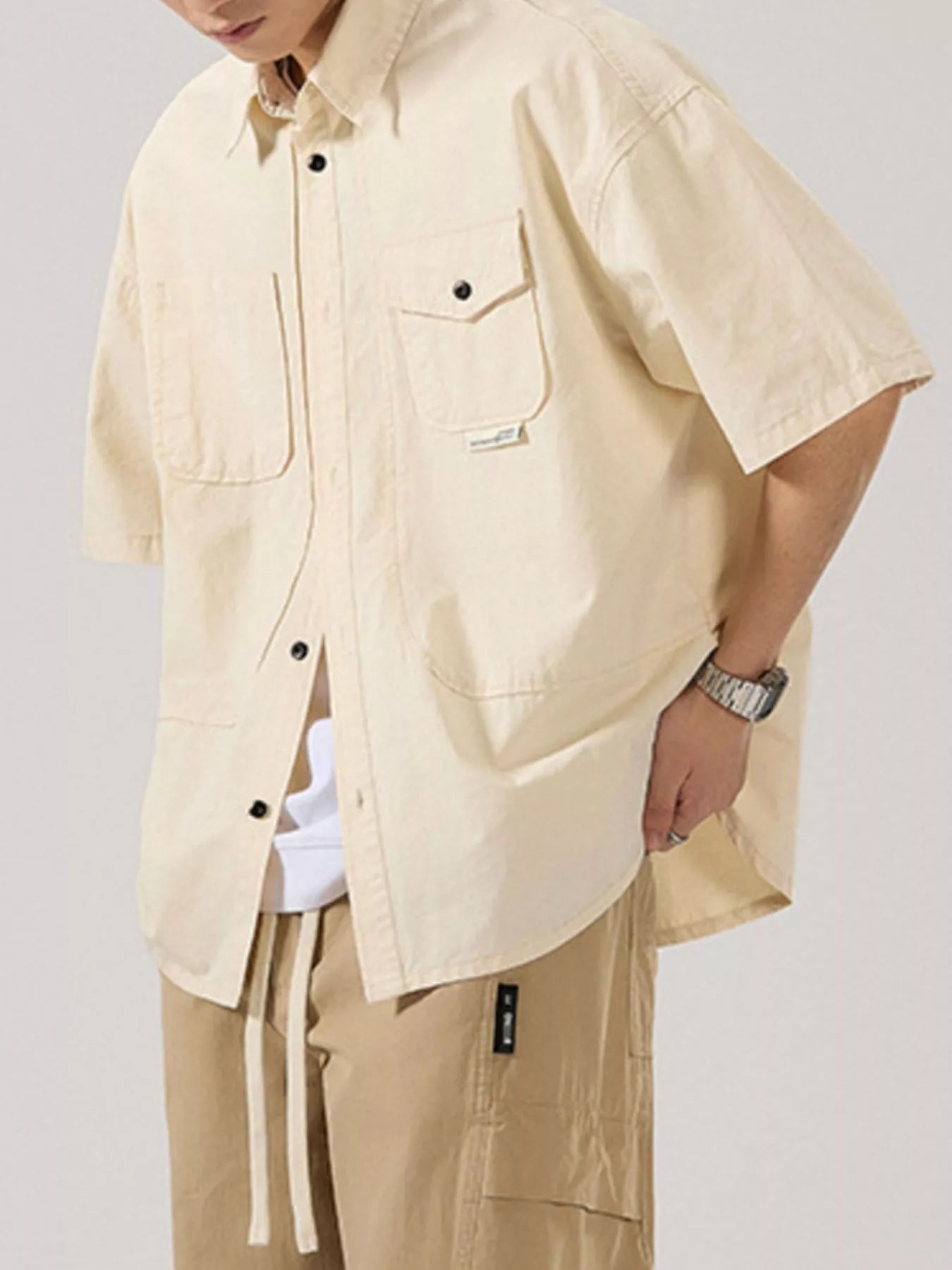 Men's Full Size Button Up Half Sleeve Shirt Plus Size