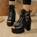 Lace Up Block Heels Sandals