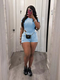 Ribbed Knit Bodysuit and Shorts Set