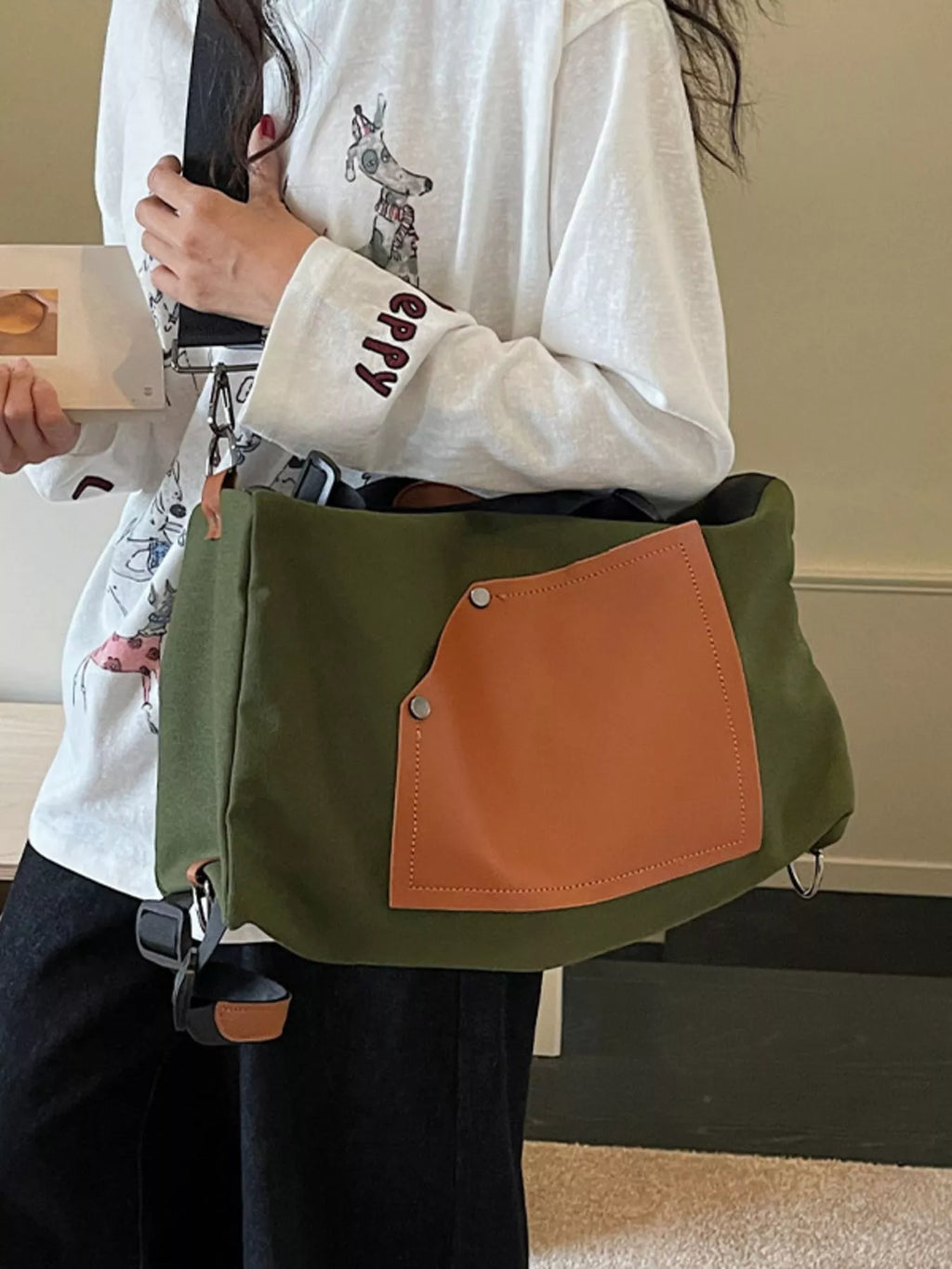 Contrast Color Crossbody Bag