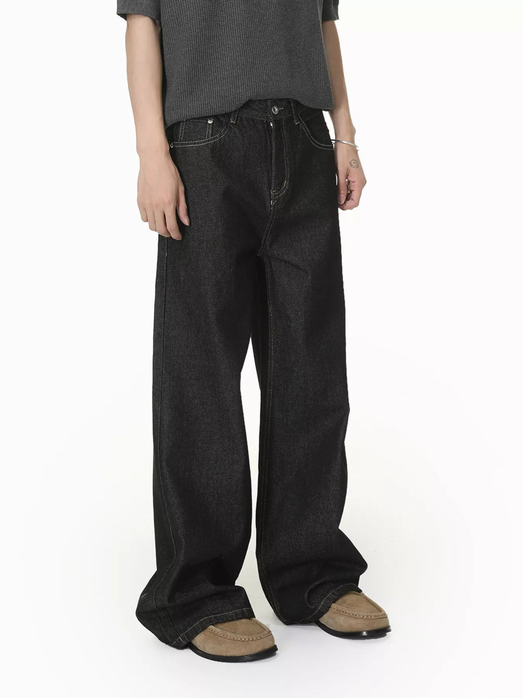 Men's Wide Leg Jeans with Pockets