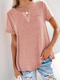 Full Size Notched Short Sleeve T-Shirt Plus Size