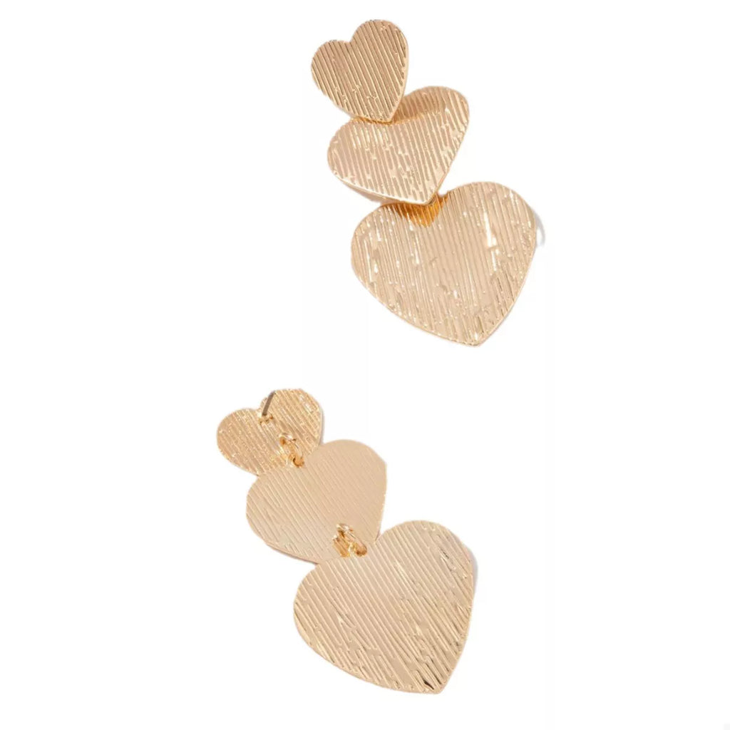 Golden Heart Dangle Earrings