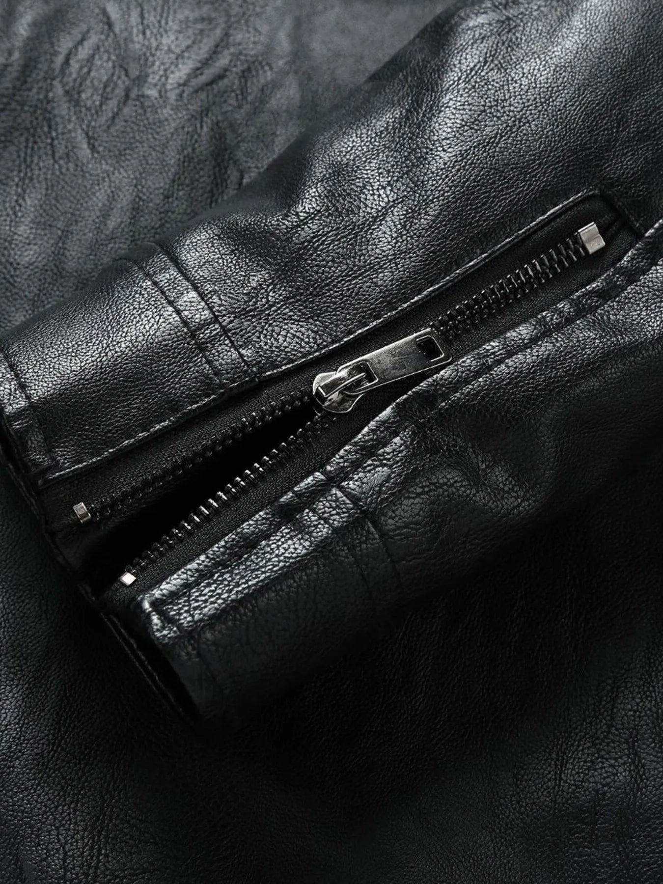 Men's Plus Size Zip Up Leather Moto Jacket