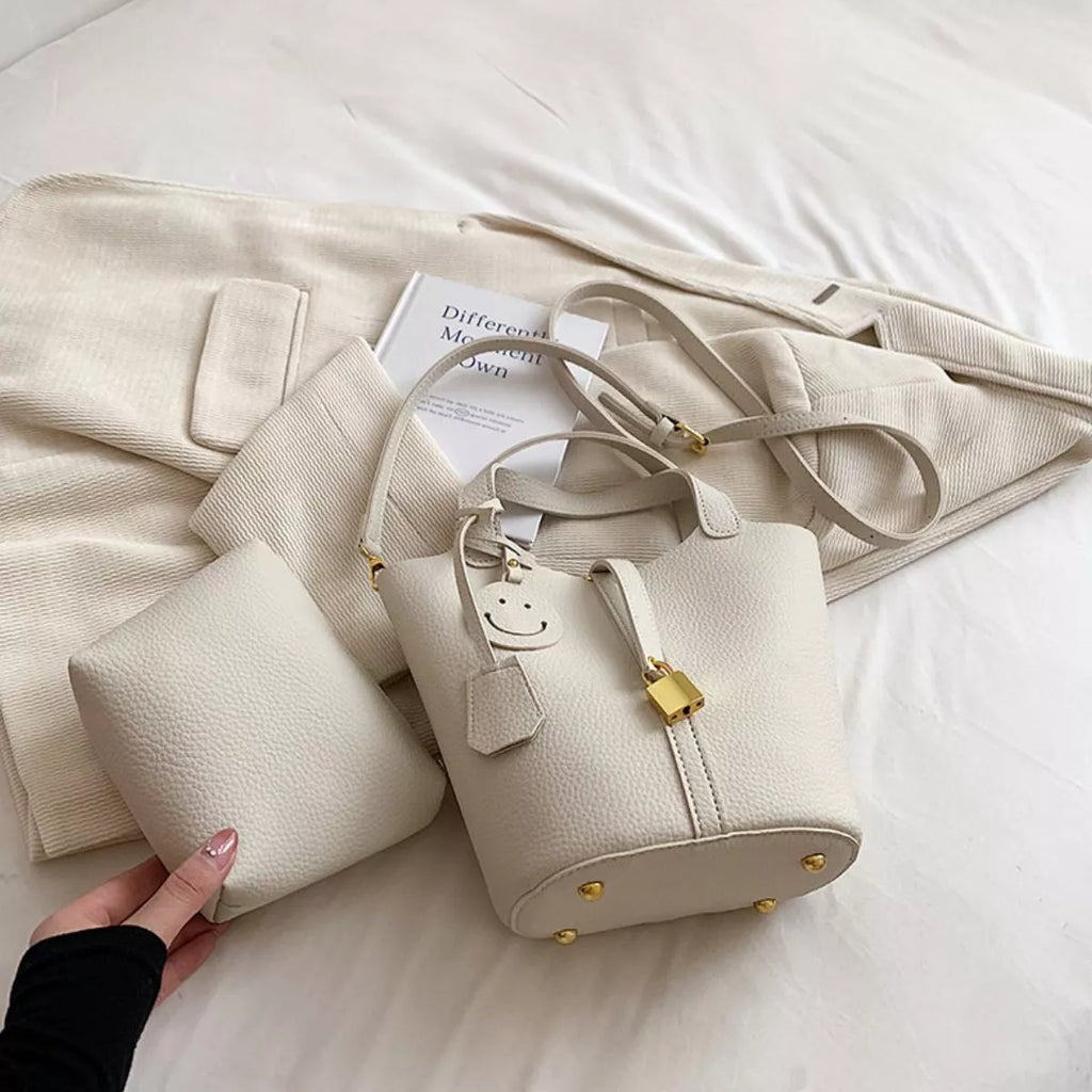 Bucket Crossbody Bag with Lock Detail