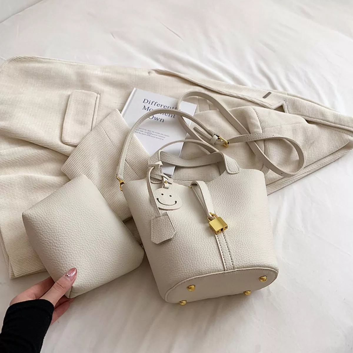 Bucket Crossbody Bag with Lock Detail