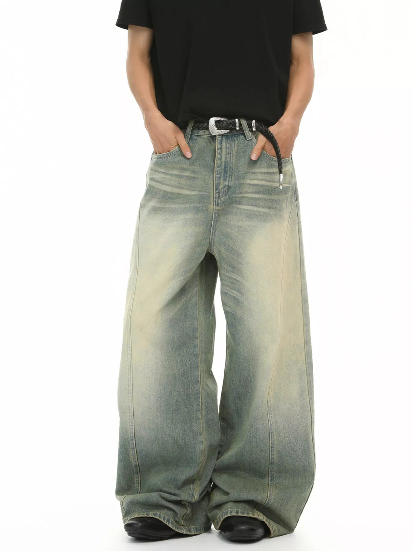 Men's Vintage Wash Wide Leg Jeans