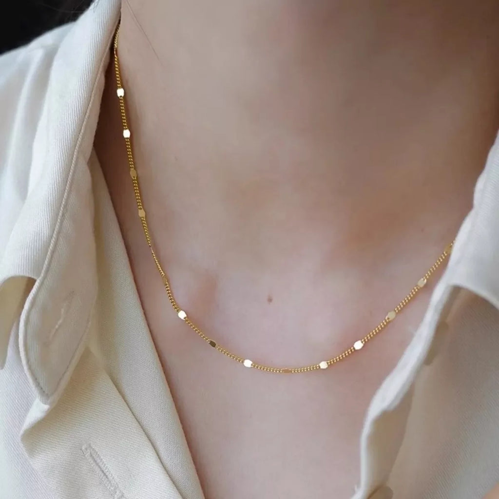 18K Gold-Plated 925 Sterling Silver Chain Necklace