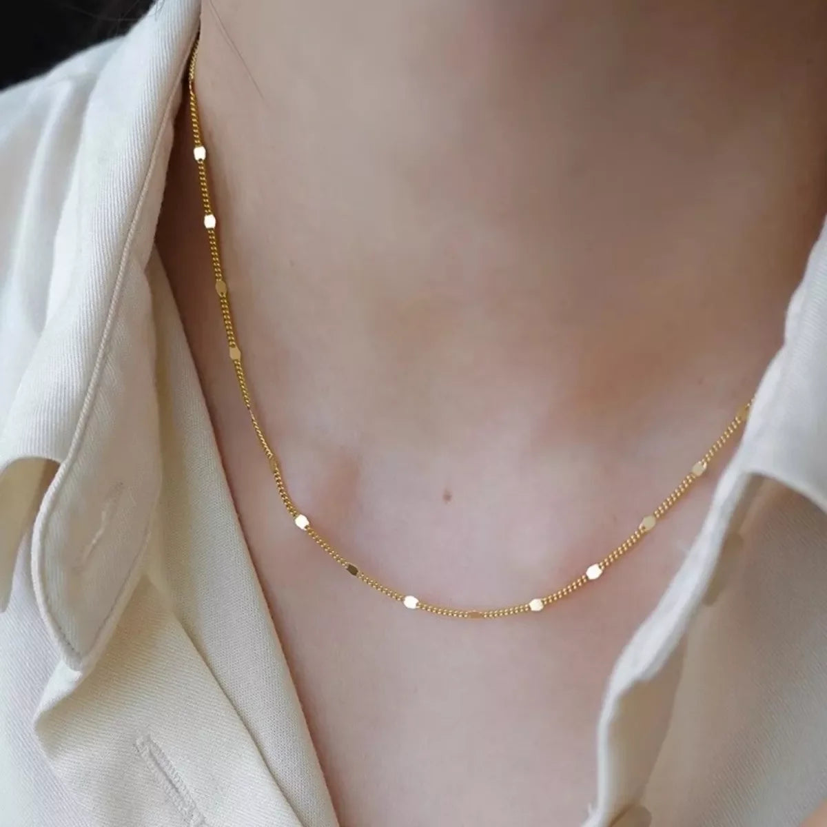 18K Gold-Plated 925 Sterling Silver Chain Necklace