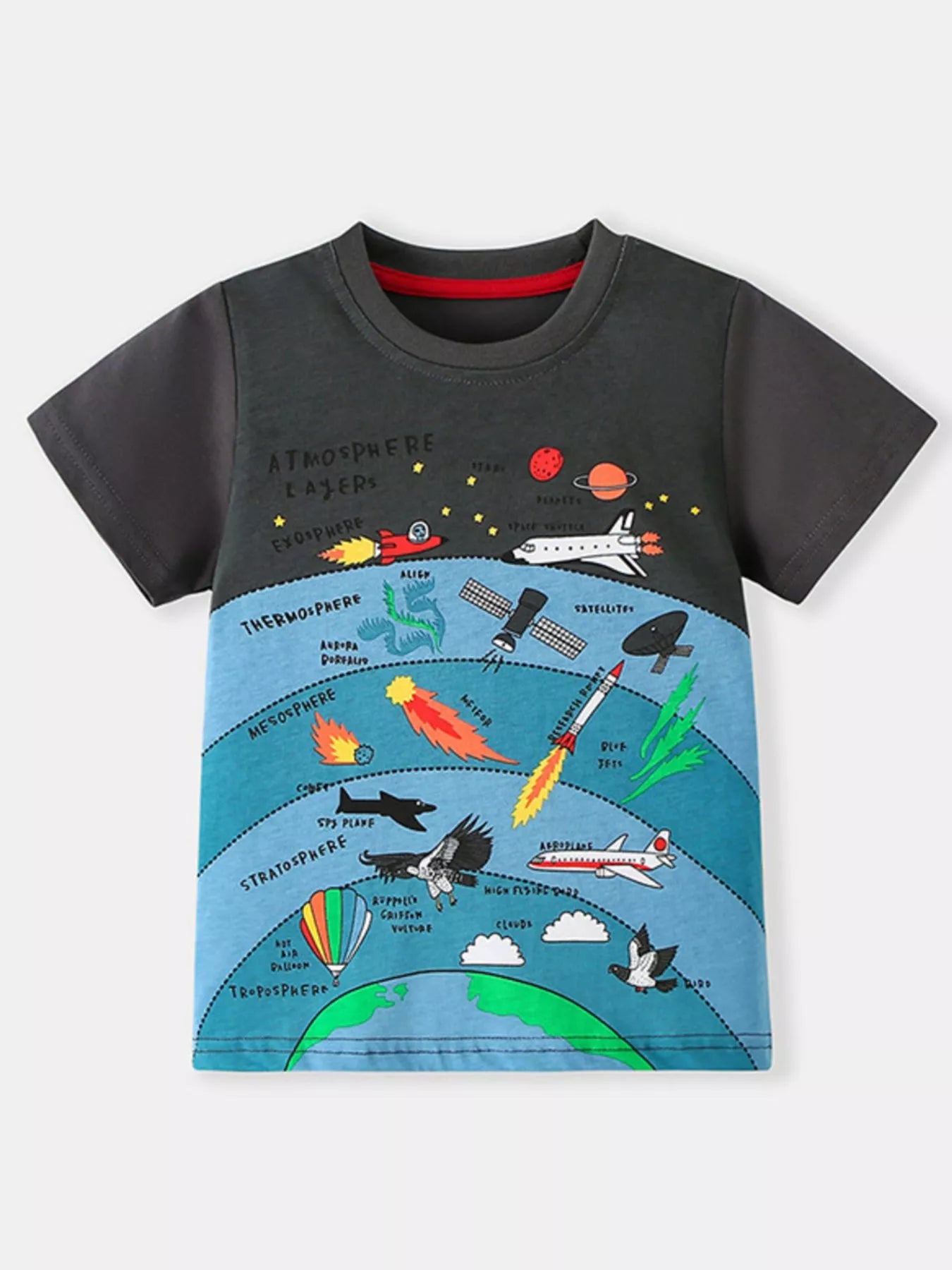 Children's Cartoon Print Round Neck T-Shirt