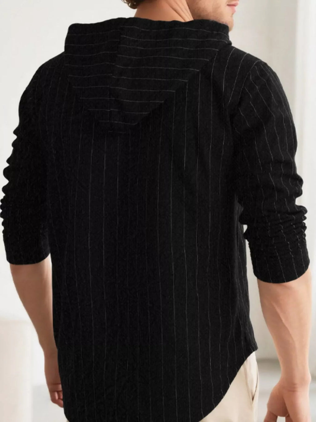 Men's Full Size Drawstring Hooded Button Up Shirt Plus Size