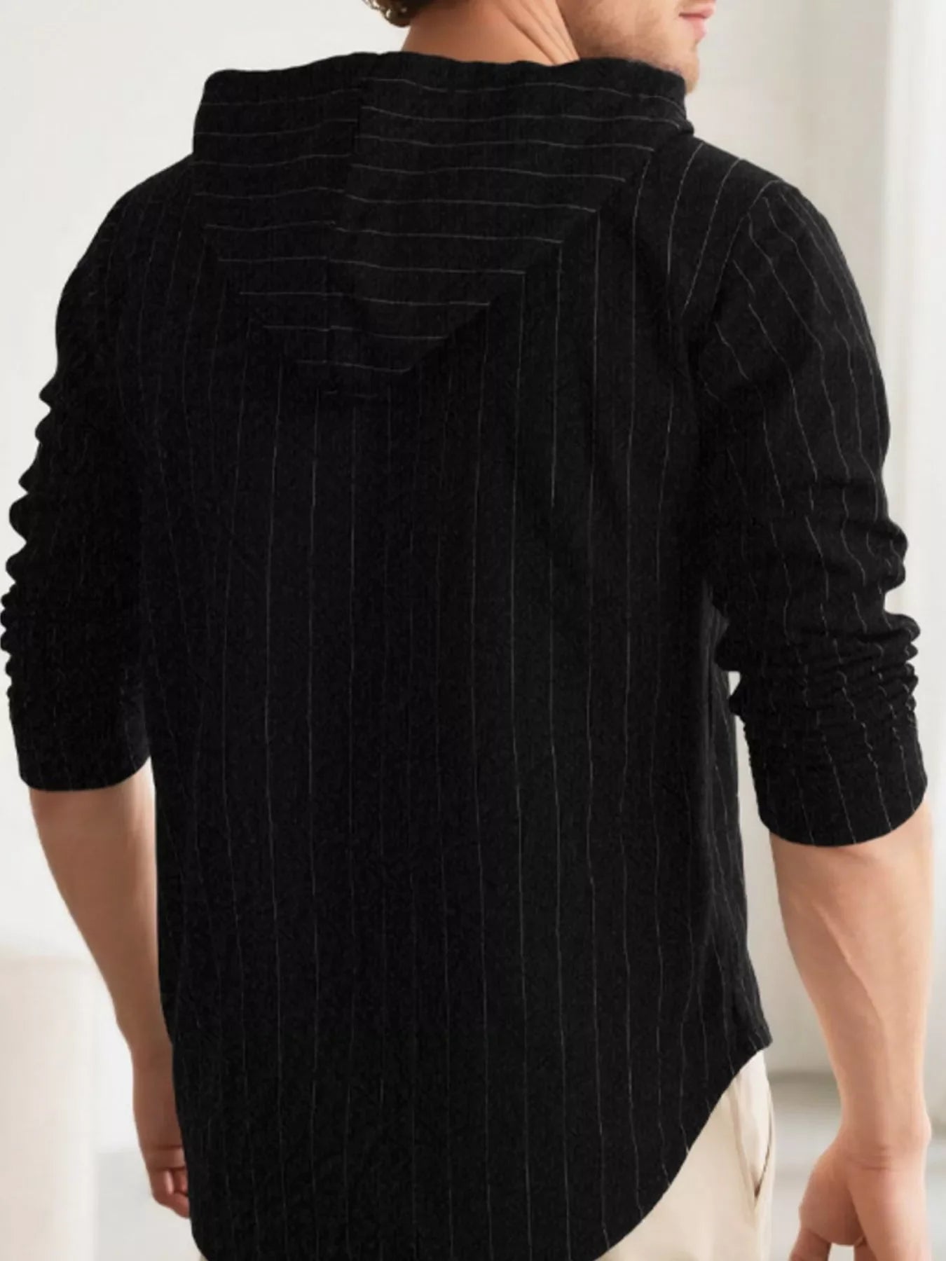 Men's Full Size Drawstring Hooded Button Up Shirt Plus Size