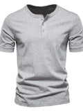 Men's Full Size Button Detail Short Sleeve Top Plus Size