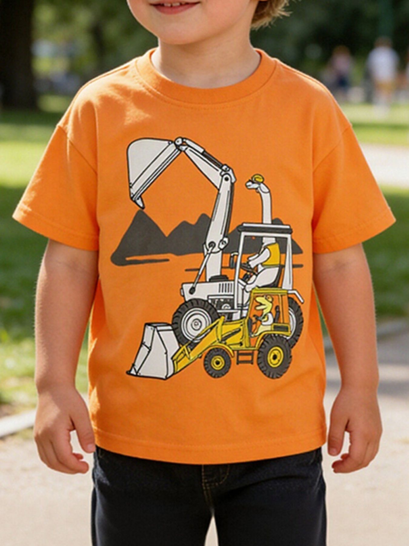 Children's Excavator Graphic Short Sleeve T-Shirt