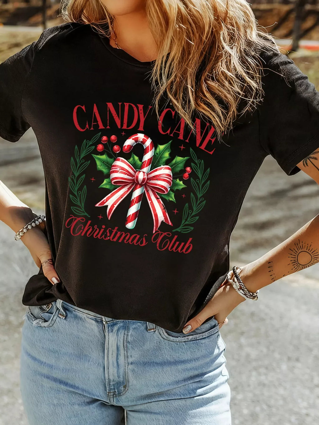 Candy Cane Christmas Club Custom Graphic T Shirt