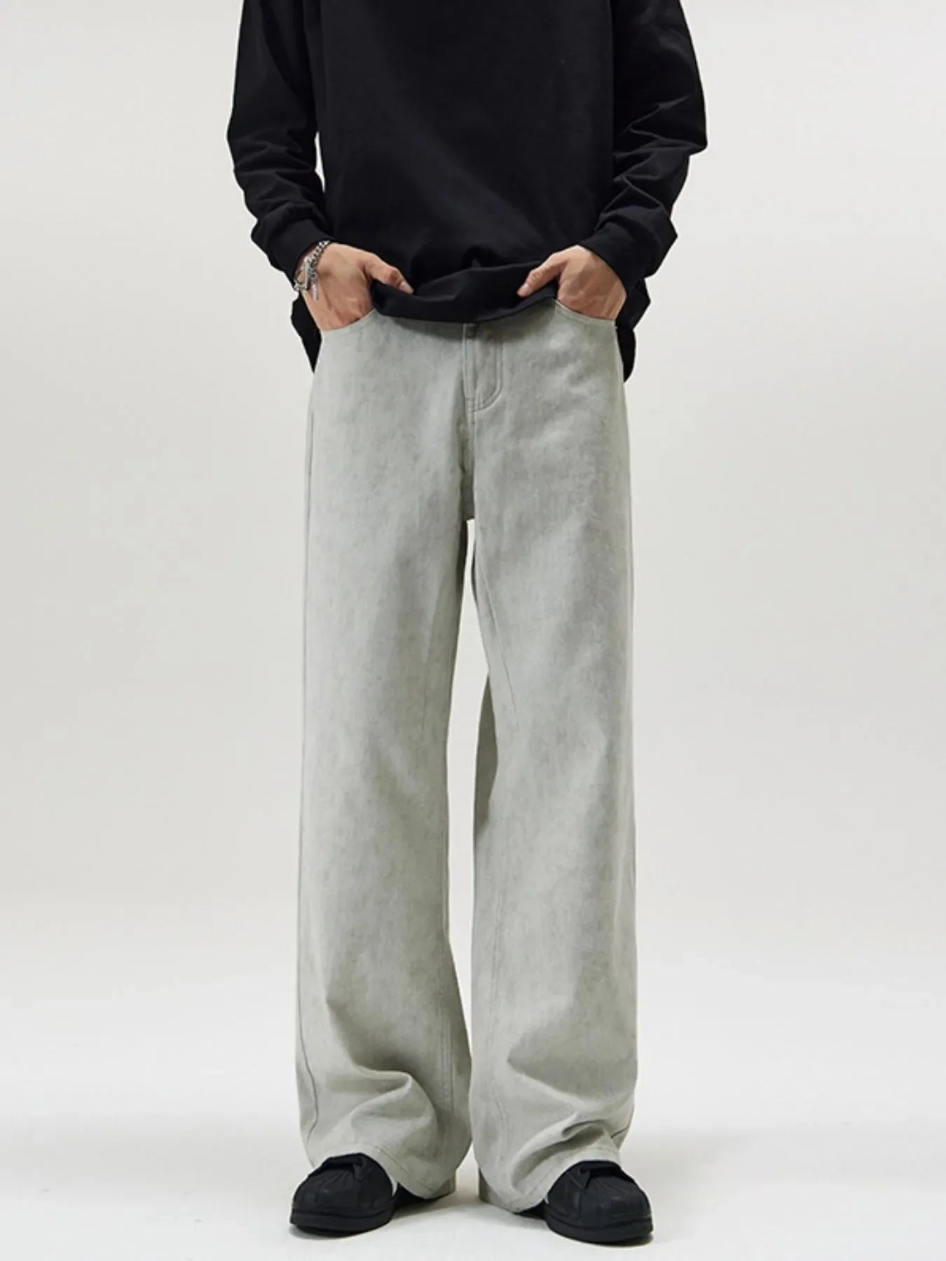 Men's Full Size Washed Wide Leg Pants Plus Size