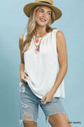 Umgee Ruffle Neck Sleeveless Top