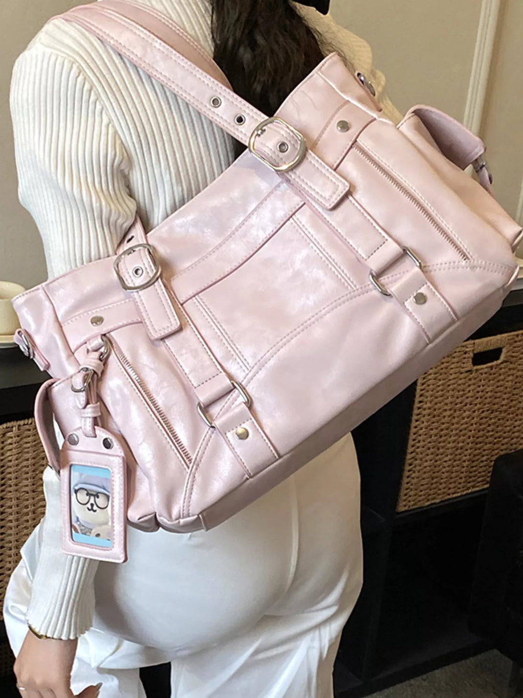 Buckle Decor Shoulder Bag