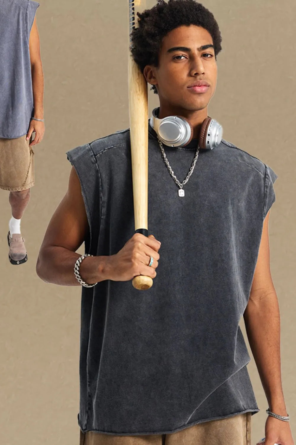 Men's Washed Round Neck Tank