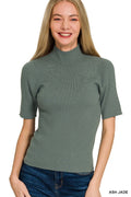 Zenana Viscose Ribbed Mock Neck Sweater