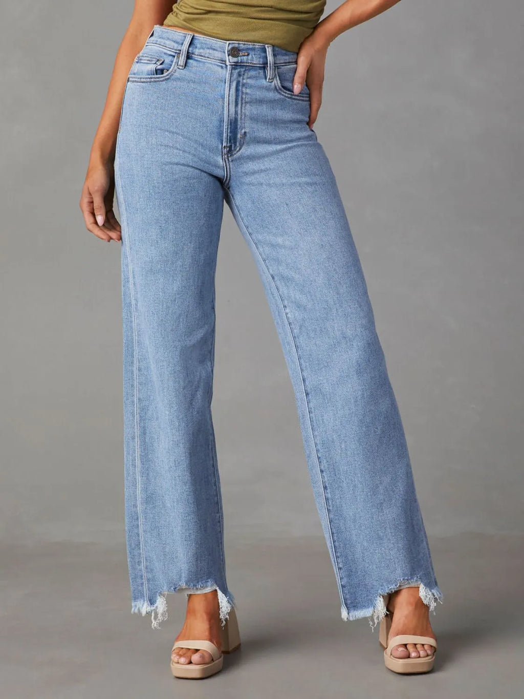 Raw Hem Loose Fit Jeans
